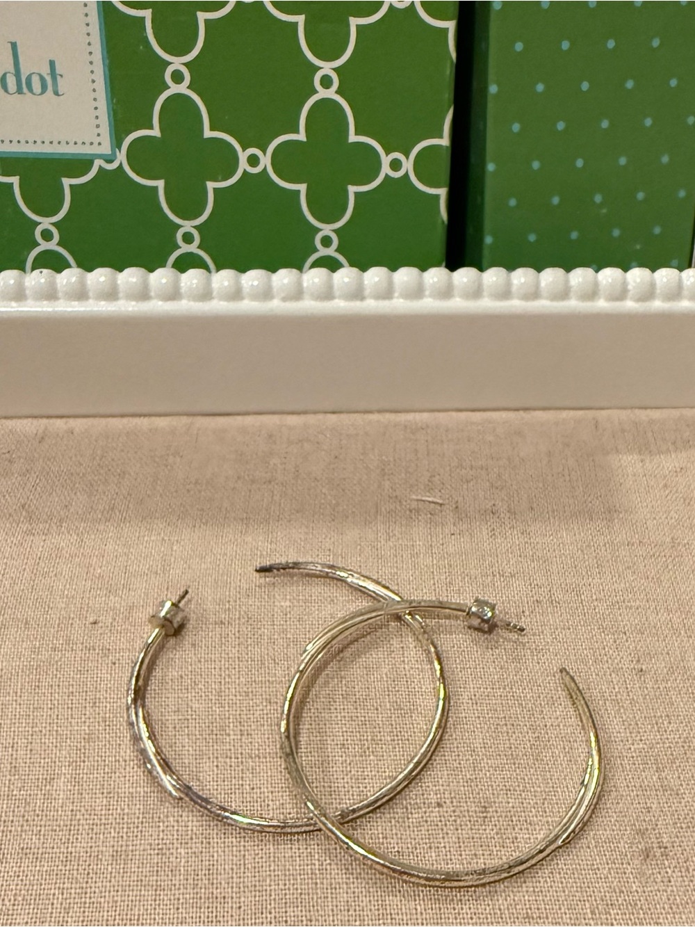 Stella & Dot Shiny Textured Gold Hoop Earrings